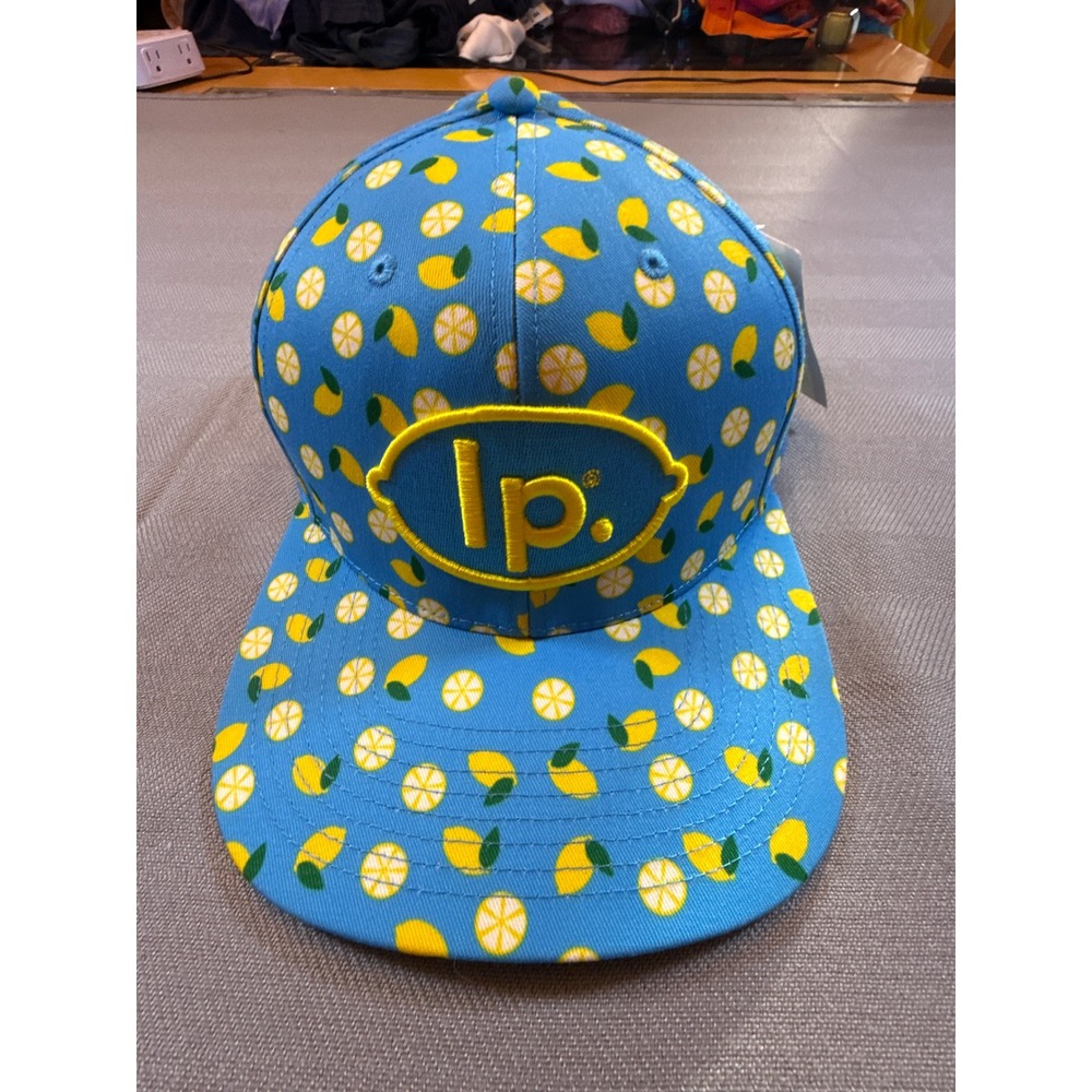 Lemon Perfect Cap America Snapback Hat Blue Yellow Lemon Print Promo NWT